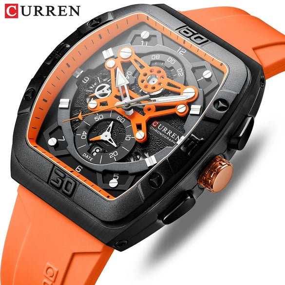 Men's Waterproof Multifunction Alloy And Silicone Leisure Round Watch With Mineral Strengthened Glass Mirror And Stainless Steel Pin Buckle