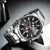 Men's Waterproof Multifunctional Leisure Watch Metal Case Stainless Steel Band Round Dial