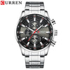 Men's Waterproof Multifunctional Leisure Watch Metal Case Stainless Steel Band Round Dial