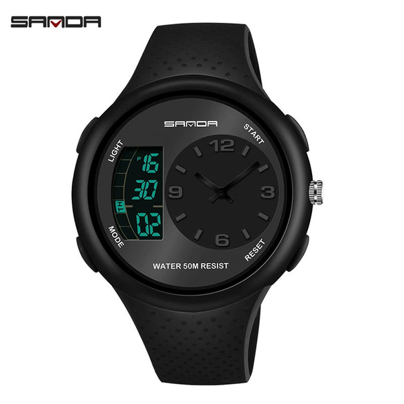Men's Waterproof Multifunctional Luminous Outdoor Sports Watch With Resin Case And Mineral Strengthened Glass Mirror Round Dial