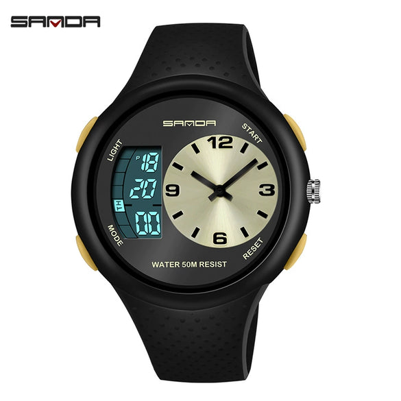 Men's Waterproof Multifunctional Luminous Outdoor Sports Watch With Resin Case And Mineral Strengthened Glass Mirror Round Dial