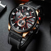 Men's Waterproof Multifunctional Watch Metal Case Imitation Leather Strap Round Dial