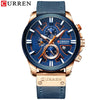 Men's Waterproof Multifunctional Watch Metal Case Imitation Leather Strap Round Dial