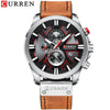 Men's Waterproof Multifunctional Watch Metal Case Imitation Leather Strap Round Dial