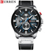 Men's Waterproof Multifunctional Watch Metal Case Imitation Leather Strap Round Dial