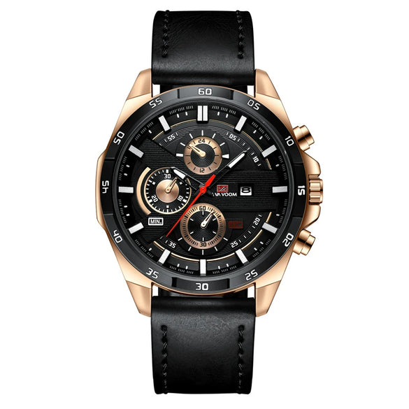 Men's Waterproof Outdoor Sports Casual Watch With Microfiber Strap And Round Dial