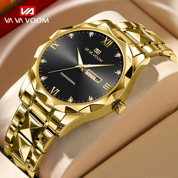 Men's Waterproof Stainless Steel And Alloy Business Quartz Watch With Round Dial