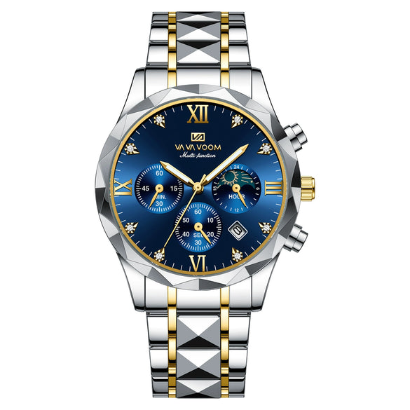Men's Waterproof Stainless Steel And Alloy Business Quartz Watch With Round Dial