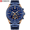 Men's Waterproof Stainless Steel Band Round Dial Multifunction Leisure Watch