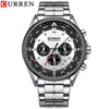 Men's Waterproof Stainless Steel Band Round Dial Multifunction Leisure Watch