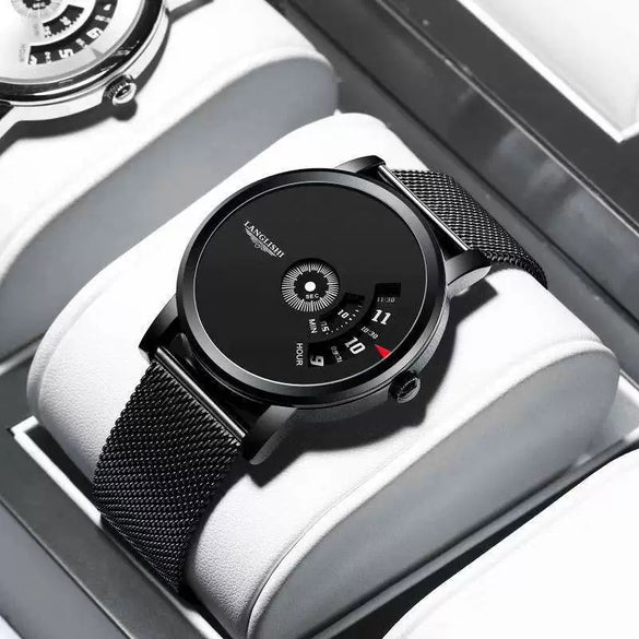 Men's Waterproof Ultrathin Quartz Watch With Stainless Steel Strap Alloy Case And Round Dial