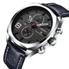Men's Waterproof Watch With Genuine Leather Belt Alloy Case Round Dial And Pin Buckle