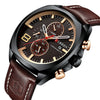 Men's Waterproof Watch With Genuine Leather Belt Alloy Case Round Dial And Pin Buckle