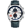 Men's Waterproof Watch With Genuine Leather Belt Alloy Case Round Dial And Pin Buckle