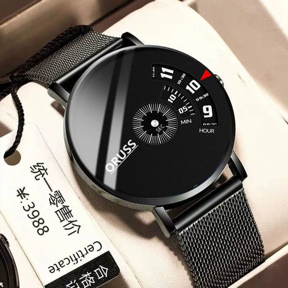 Men's Waterproof Watches Automatic Movement Leisure Style Round Dial Steel Case Mineral Strengthened Glass Mirror