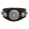 Men's Wide Leather Zodiac Dragon Rivet Alloy Bracelet With Electroplating