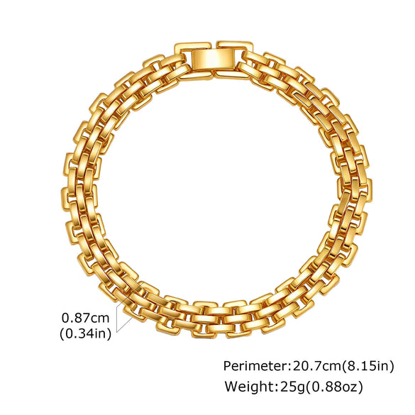 Men's Widefaced Stainless Steel Strap Gold Fashion Bracelet