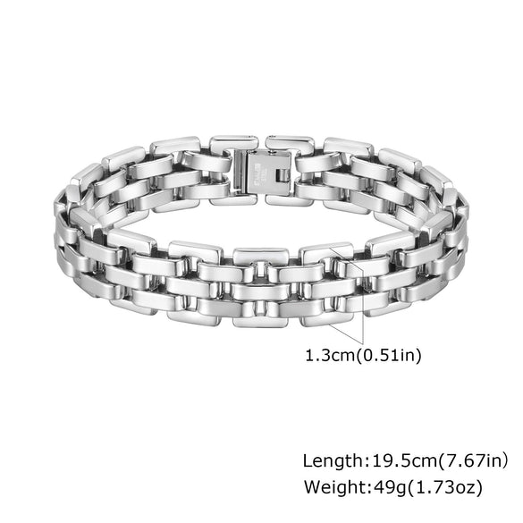 Men's Widefaced Stainless Steel Strap Gold Fashion Bracelet