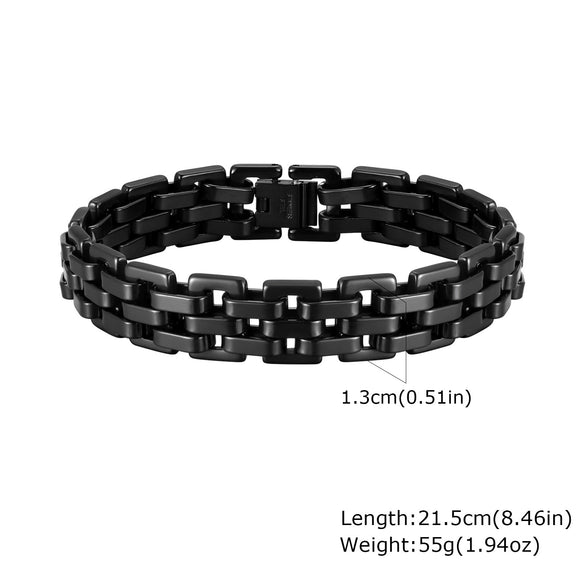 Men's Widefaced Stainless Steel Strap Gold Fashion Bracelet