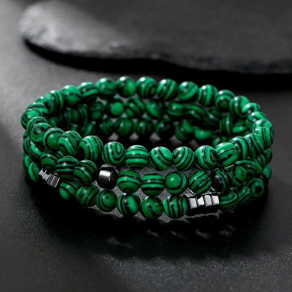 Men's Woven Bracelet Stone Geometric Manual Style Tiger Eye Stone Black Agate