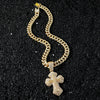 Men's Zinc Alloy Cuban Chain Hiphop Style Cross Pendant Necklace With Electroplating