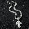 Men's Zinc Alloy Cuban Chain Hiphop Style Cross Pendant Necklace With Electroplating