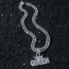 Men's Zinc Alloy Cuban Chain Hiphop Style Crown Letter Pendant Necklace With Electroplating