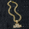 Men's Zinc Alloy Cuban Chain Hiphop Style Crown Letter Pendant Necklace With Electroplating