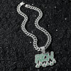 Men's Zinc Alloy Cuban Chain Pendant Necklace With Letters Numbers Text Pattern And Electroplating