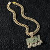 Men's Zinc Alloy Cuban Chain Pendant Necklace With Letters Numbers Text Pattern And Electroplating