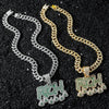 Men's Zinc Alloy Cuban Chain Pendant Necklace With Letters Numbers Text Pattern And Electroplating