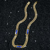 Men's Zinc Alloy Geometric Cuban Chain Necklace With Electroplating And Rectangular Glass Splicing