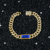 Men's Zinc Alloy Geometric Cuban Chain Necklace With Electroplating And Rectangular Glass Splicing