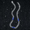 Men's Zinc Alloy Geometric Cuban Chain Necklace With Electroplating And Rectangular Glass Splicing