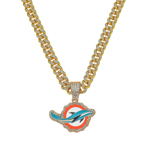 Men's Zinc Alloy Geometric Dolphin Pendant Necklace With Cuban Chain And Electroplating