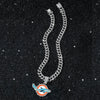 Men's Zinc Alloy Geometric Dolphin Pendant Necklace With Cuban Chain And Electroplating