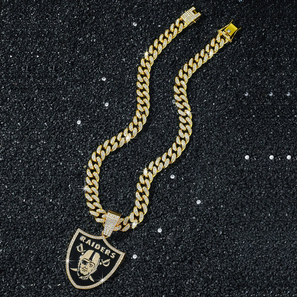 Men's Zinc Alloy Geometric Pirate Shield Pendant Necklace With Cuban Chain And Electroplating Design