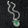 Men's Zinc Alloy Hiphop Style Animal Zodiac Disc Deer Head Pendant Necklace With Electroplating And Cuban Chain
