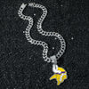 Men's Zinc Alloy Hiphop Style Oil Dripping Football Team Logo Pendant Necklace With Cuban Chain And Electroplating
