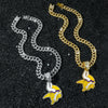 Men's Zinc Alloy Hiphop Style Oil Dripping Football Team Logo Pendant Necklace With Cuban Chain And Electroplating