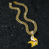 Men's Zinc Alloy Hiphop Style Oil Dripping Football Team Logo Pendant Necklace With Cuban Chain And Electroplating