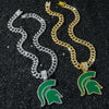 Men's Zinc Alloy Hiphop Style Squirrel Basketball Team Logo Pendant Necklace With Cuban Chain And Electroplating