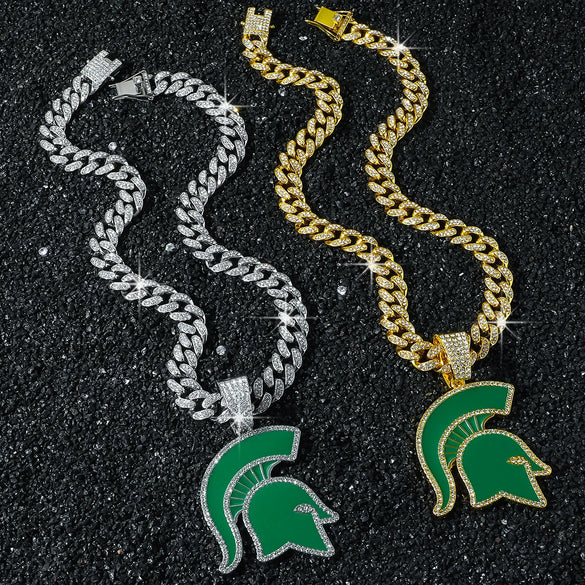 Men's Zinc Alloy Hiphop Style Squirrel Basketball Team Logo Pendant Necklace With Cuban Chain And Electroplating