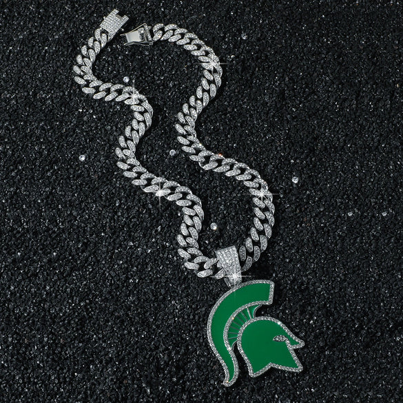 Men's Zinc Alloy Hiphop Style Squirrel Basketball Team Logo Pendant Necklace With Cuban Chain And Electroplating