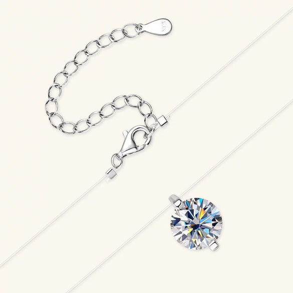 Mermaid Tear Necklace 925 Sterling Silver Geometric Fishing Line Chain Gold Plated Women's