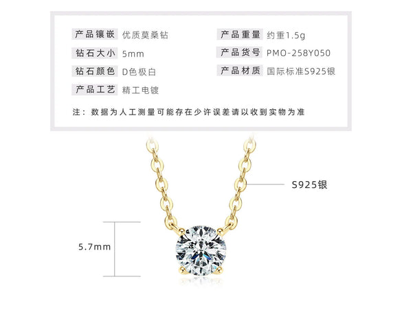 Mermaid Tear Necklace 925 Sterling Silver Geometric Fishing Line Chain Gold Plated Women's