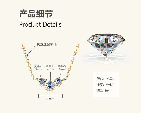 Mermaid Tear Necklace 925 Sterling Silver Geometric Fishing Line Chain Gold Plated Women's