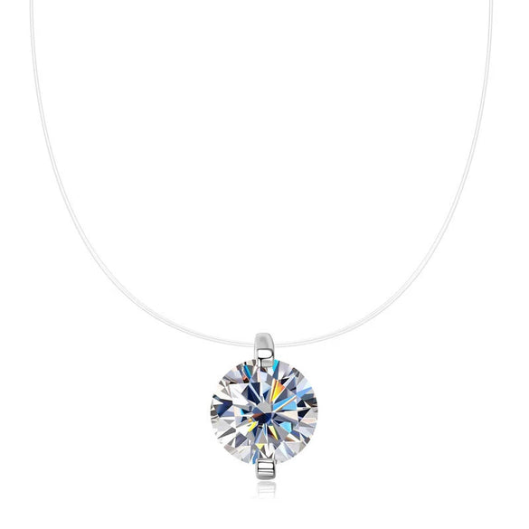 Mermaid Tear Necklace 925 Sterling Silver Geometric Fishing Line Chain Gold Plated Women's