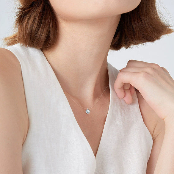 Mermaid Tears Necklace Moissanite Clavicle Chain S925 Sterling Silver Geometric Style