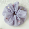 Mesh Handmade Colorful Embroidered Small Flower Scrunchie Hair Accessory For Women